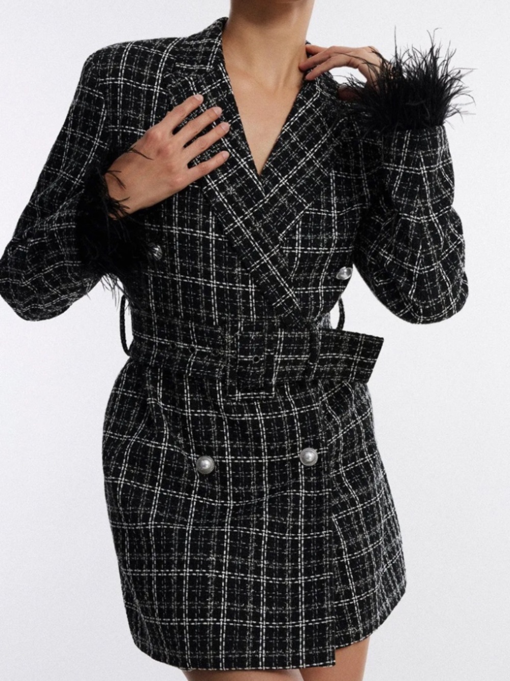 BCBGMaxAzria Elodie Belted Tweed Blazer Dress small
